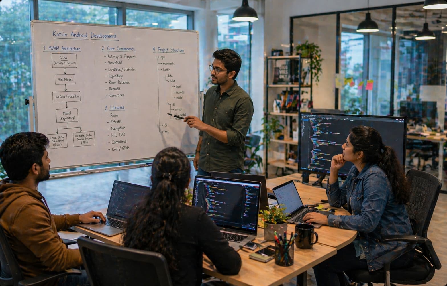Kotlin Android developer at work