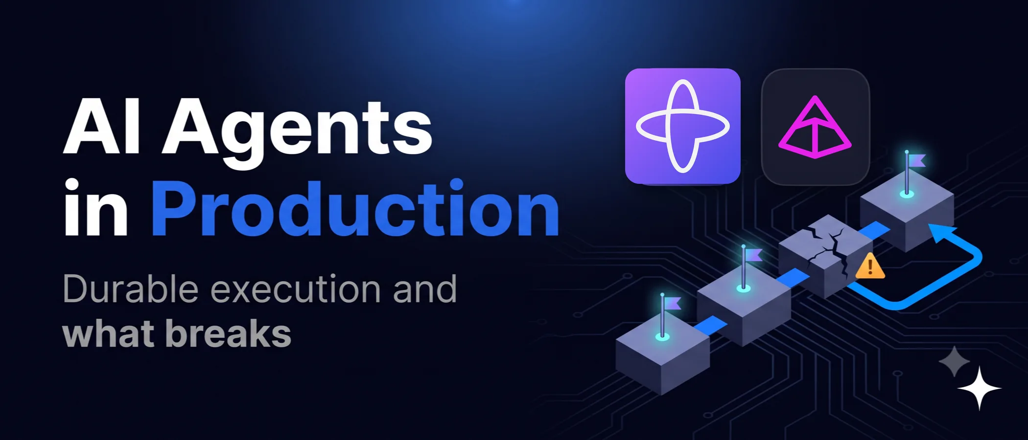 AI agents in production and durable execution, with the Temporal and Pydantic logos and a workflow resuming from a checkpoint