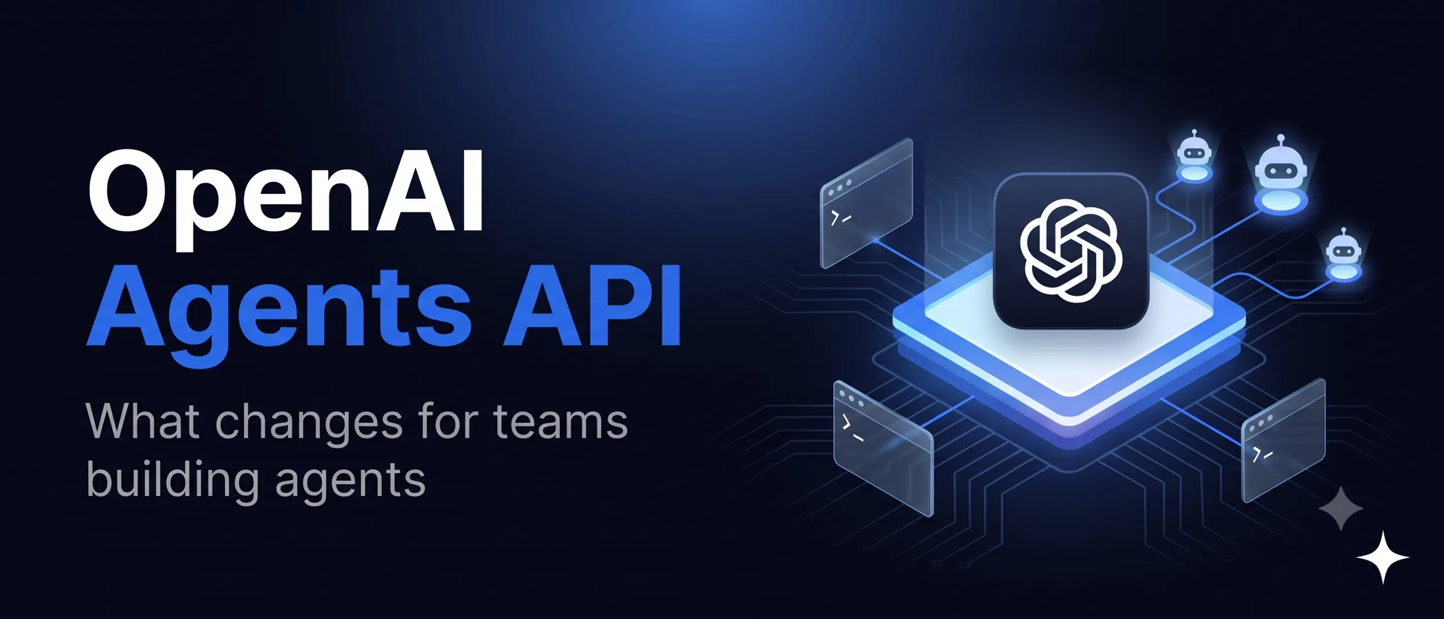 OpenAI Agents API explained, with the OpenAI logo on a managed harness delegating to sandboxes and subagents