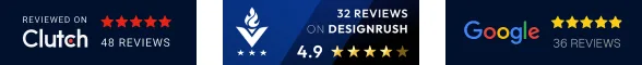 Clutch, DesignRush and Google review ratings