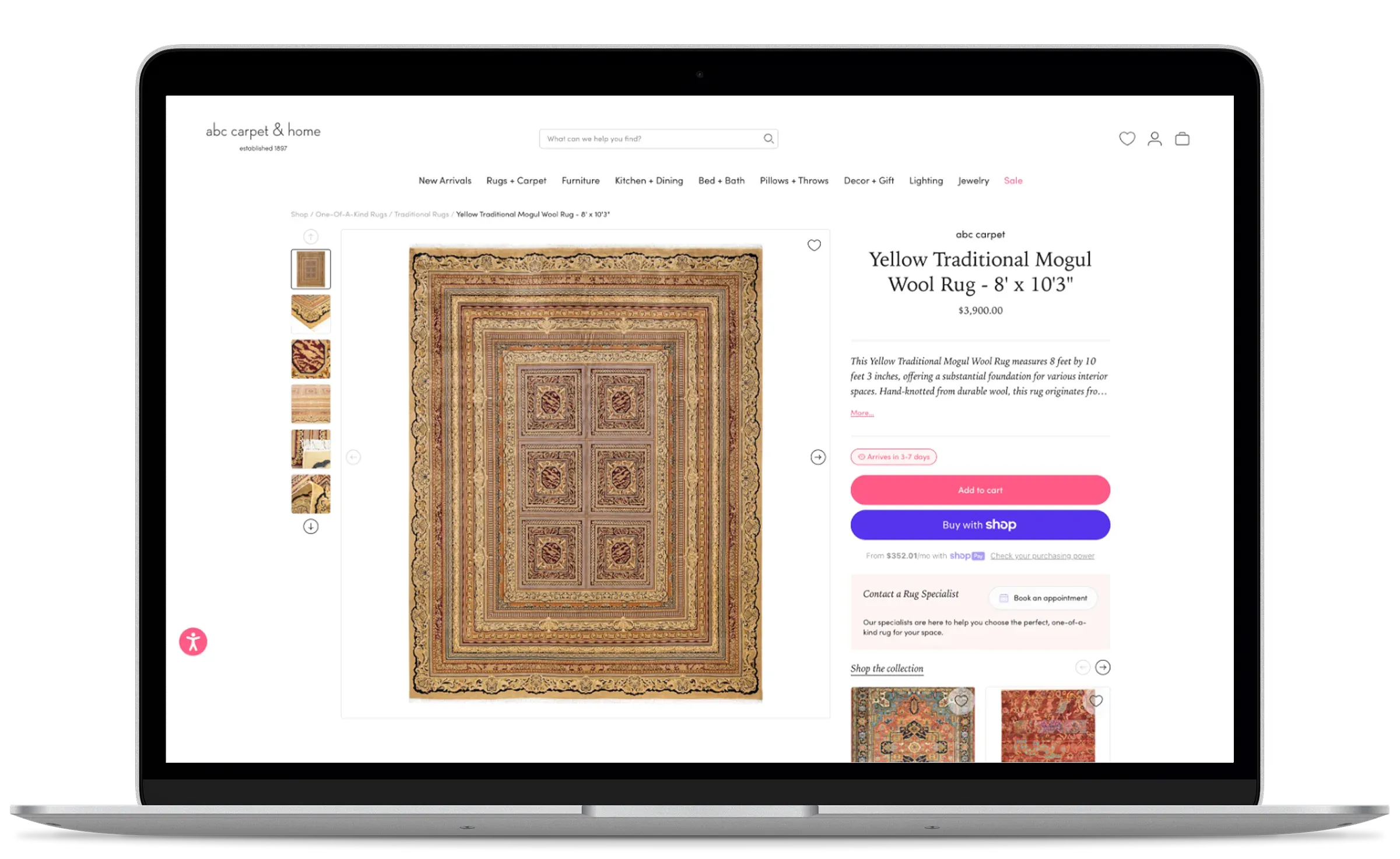 ABC Carpet & Home storefront on desktop and mobile