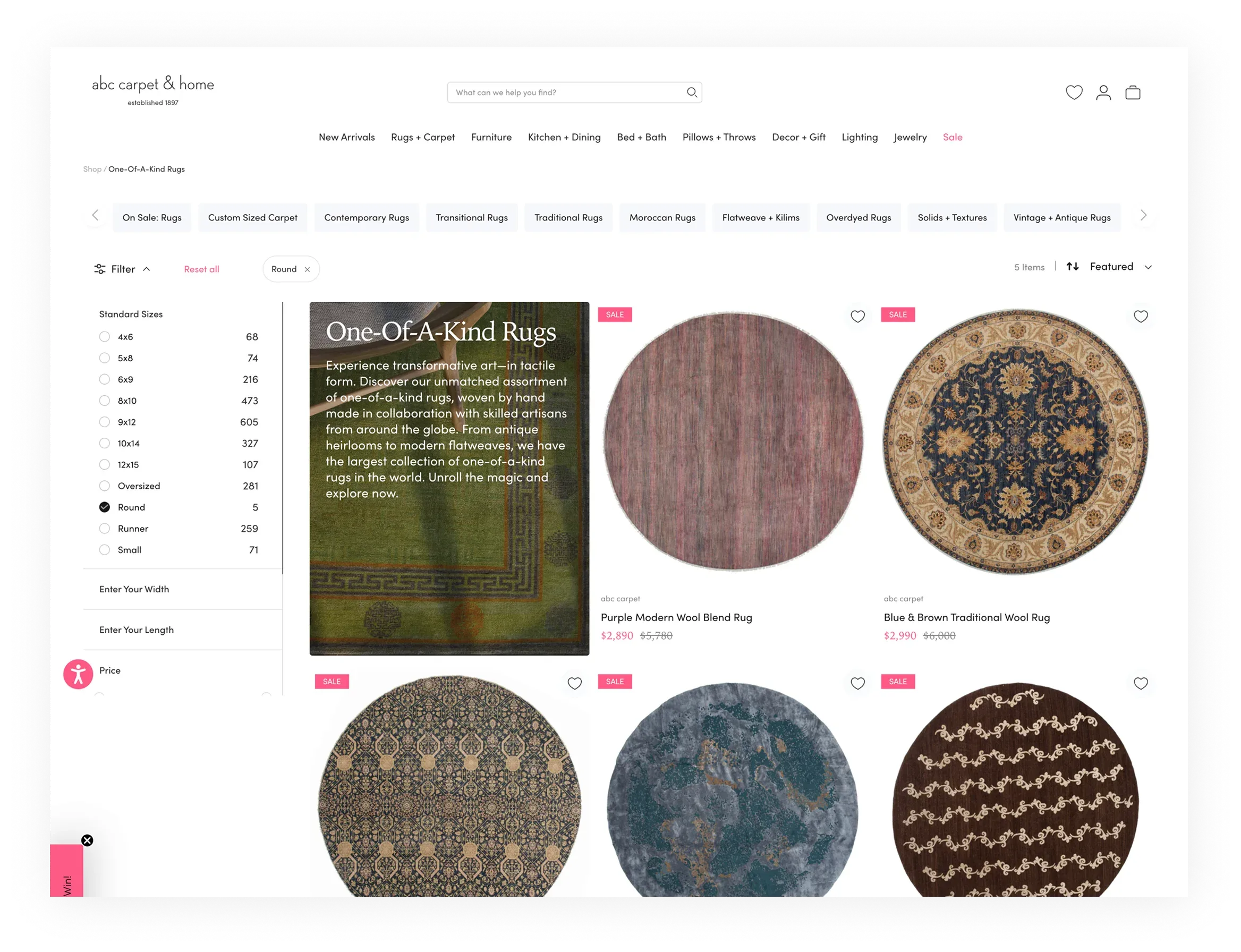 ABC Carpet & Home product discovery