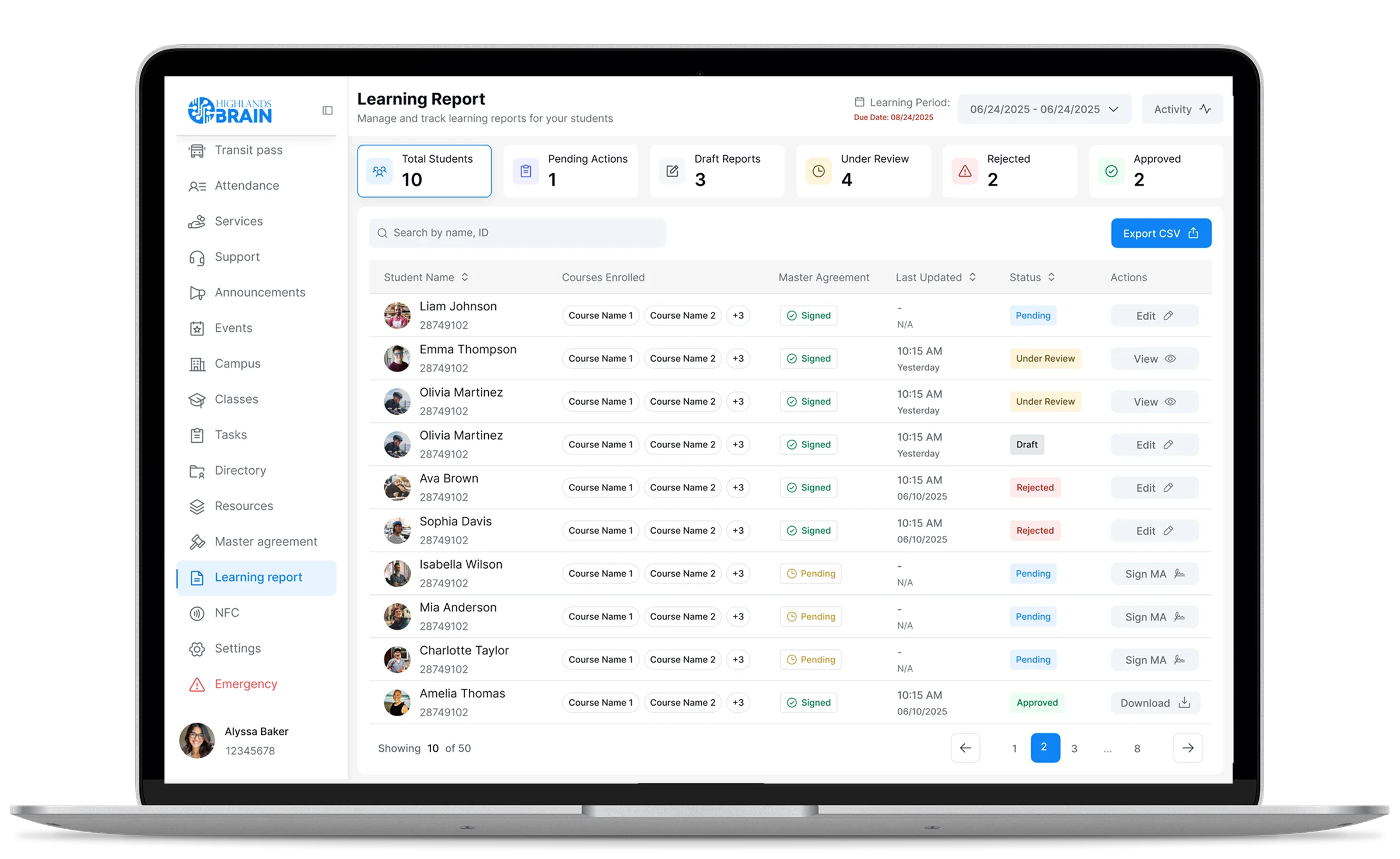 AI grading and assessment dashboard on desktop