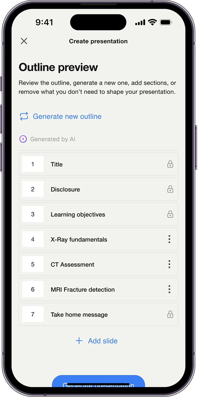 AI learning platform — outline preview