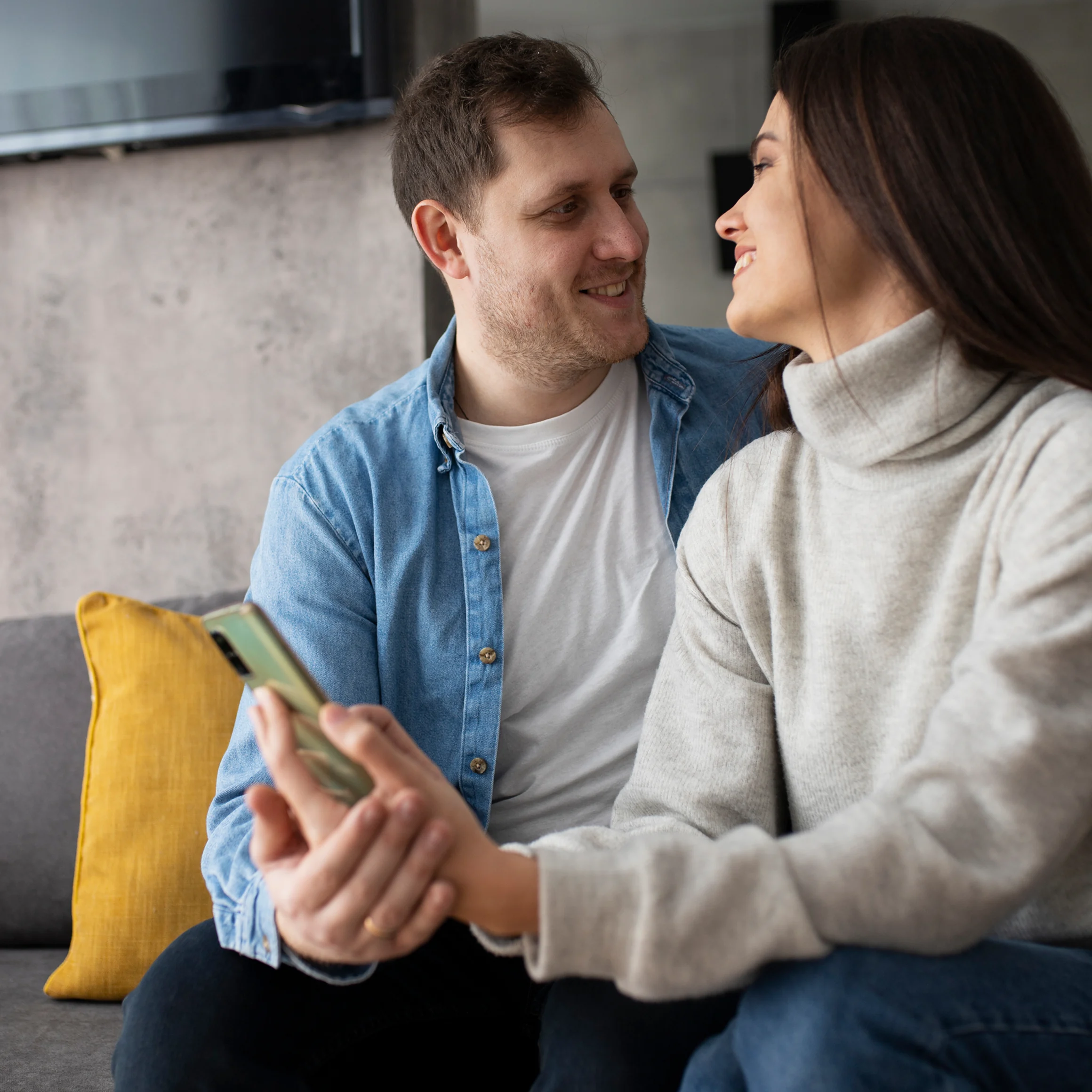 Couple using the relationship health platform together
