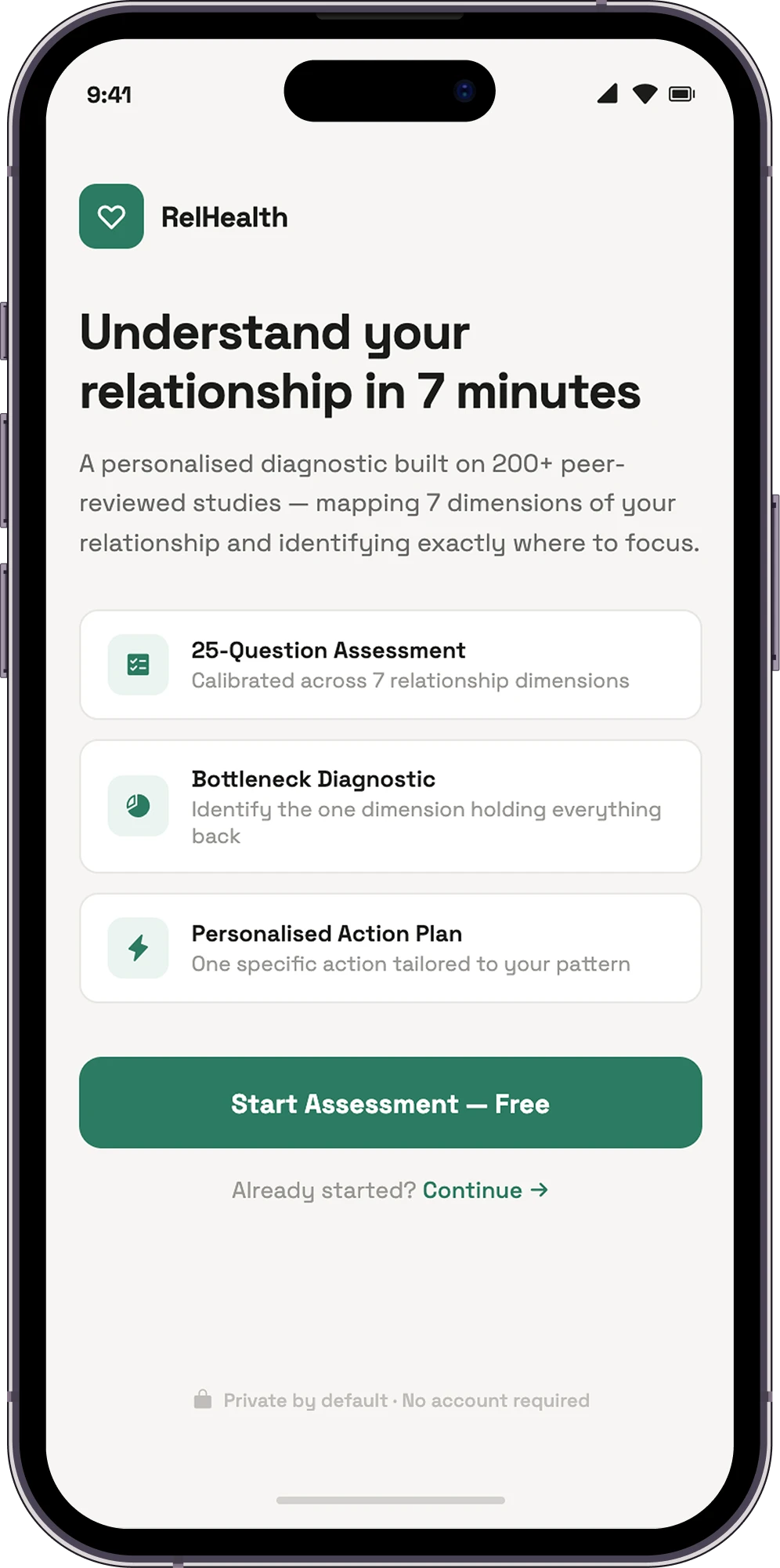 RelHealth — relationship diagnostic intro