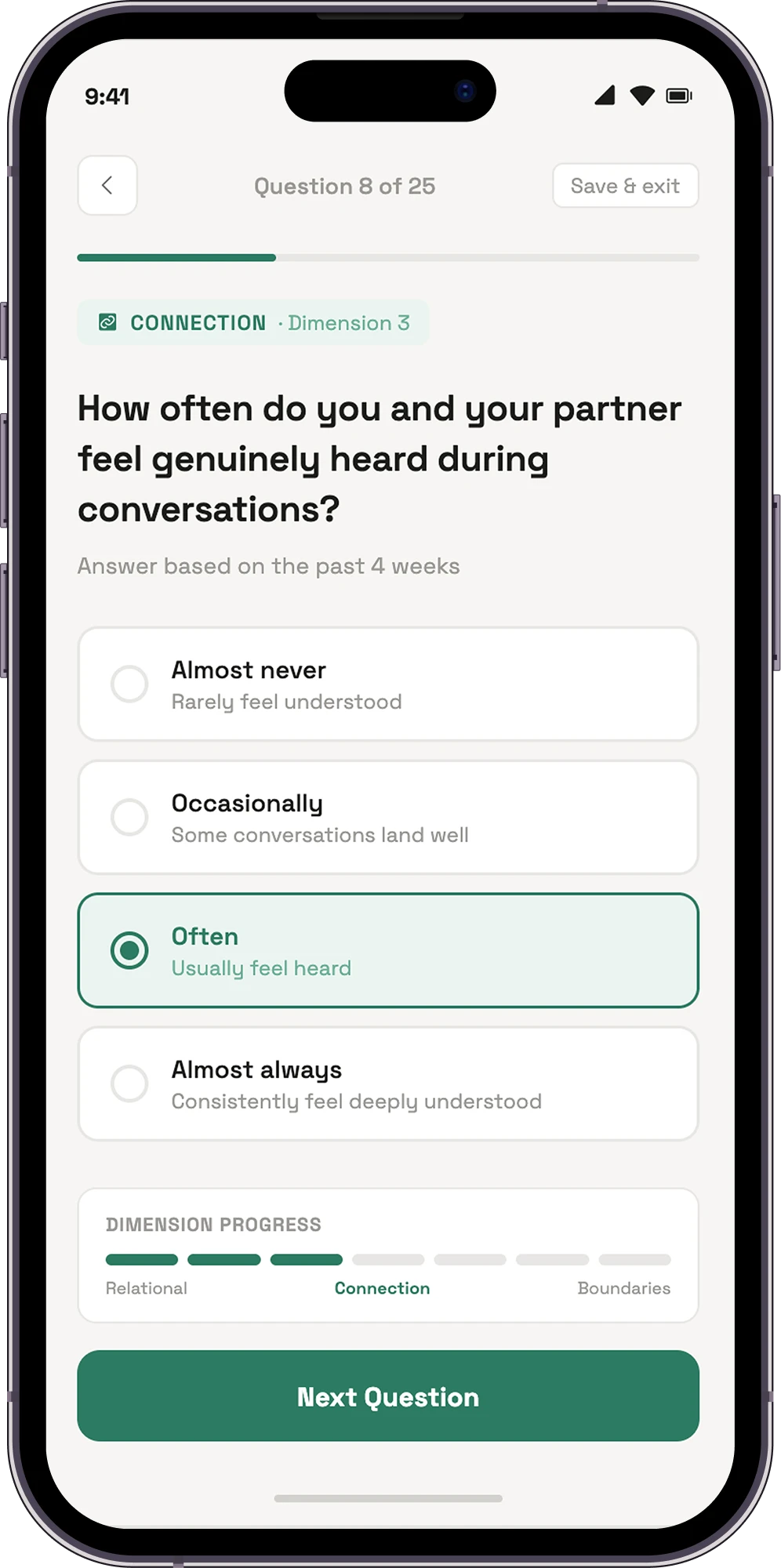 RelHealth — 25-question assessment