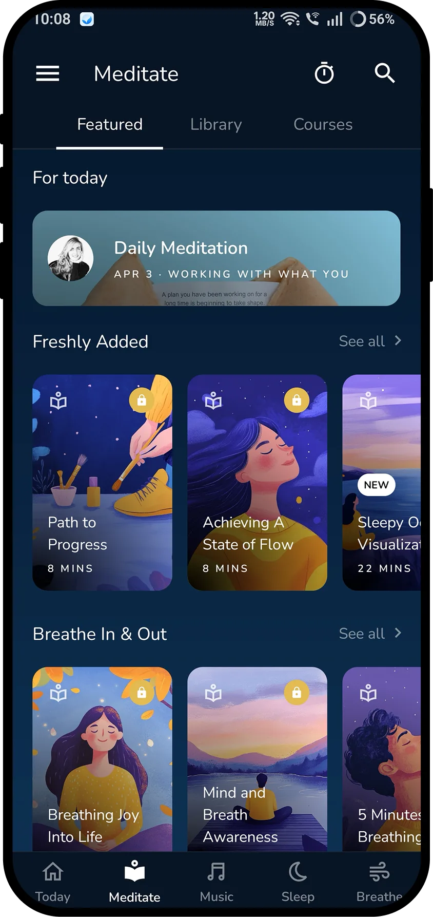 Deep Meditate app screen