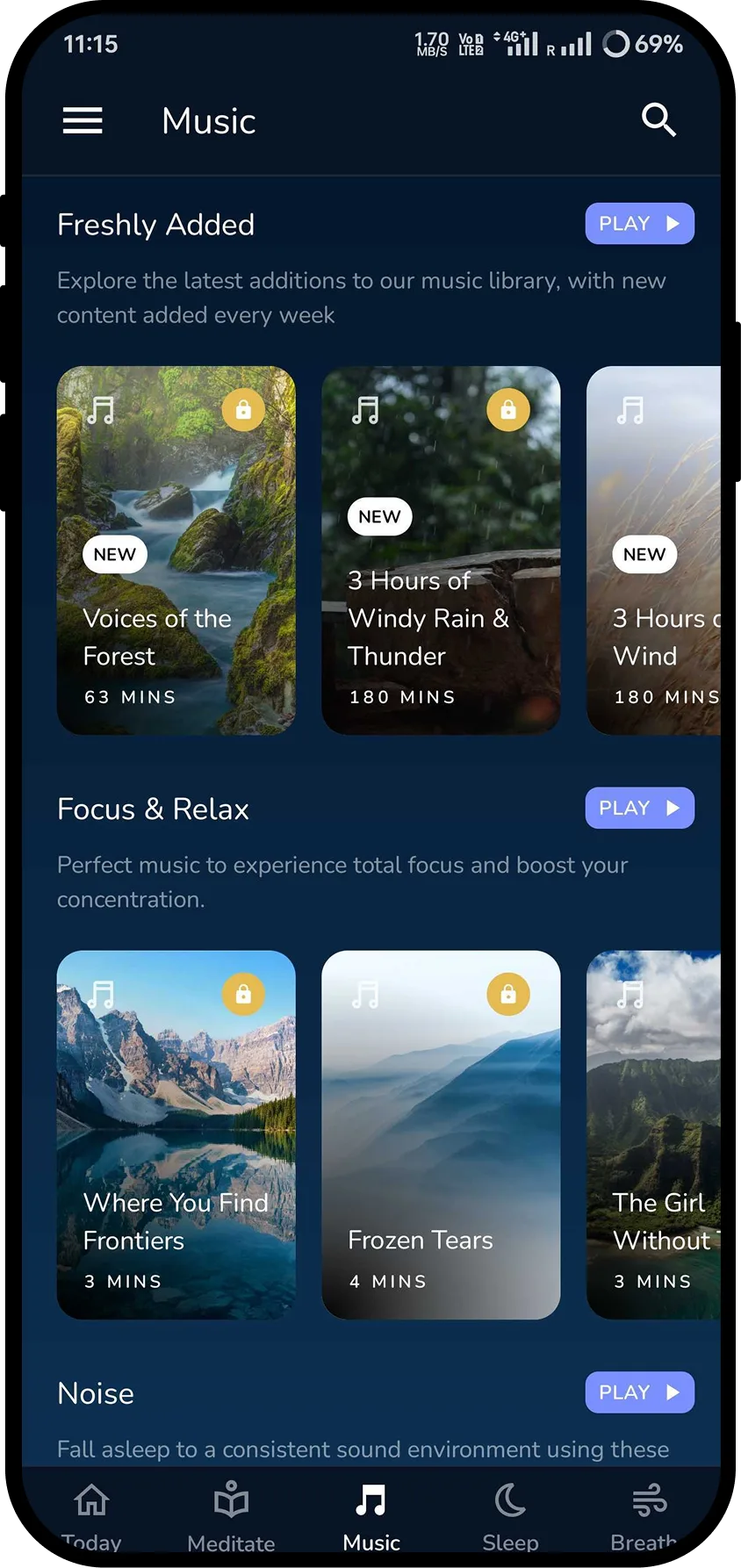 Deep Meditate app screen