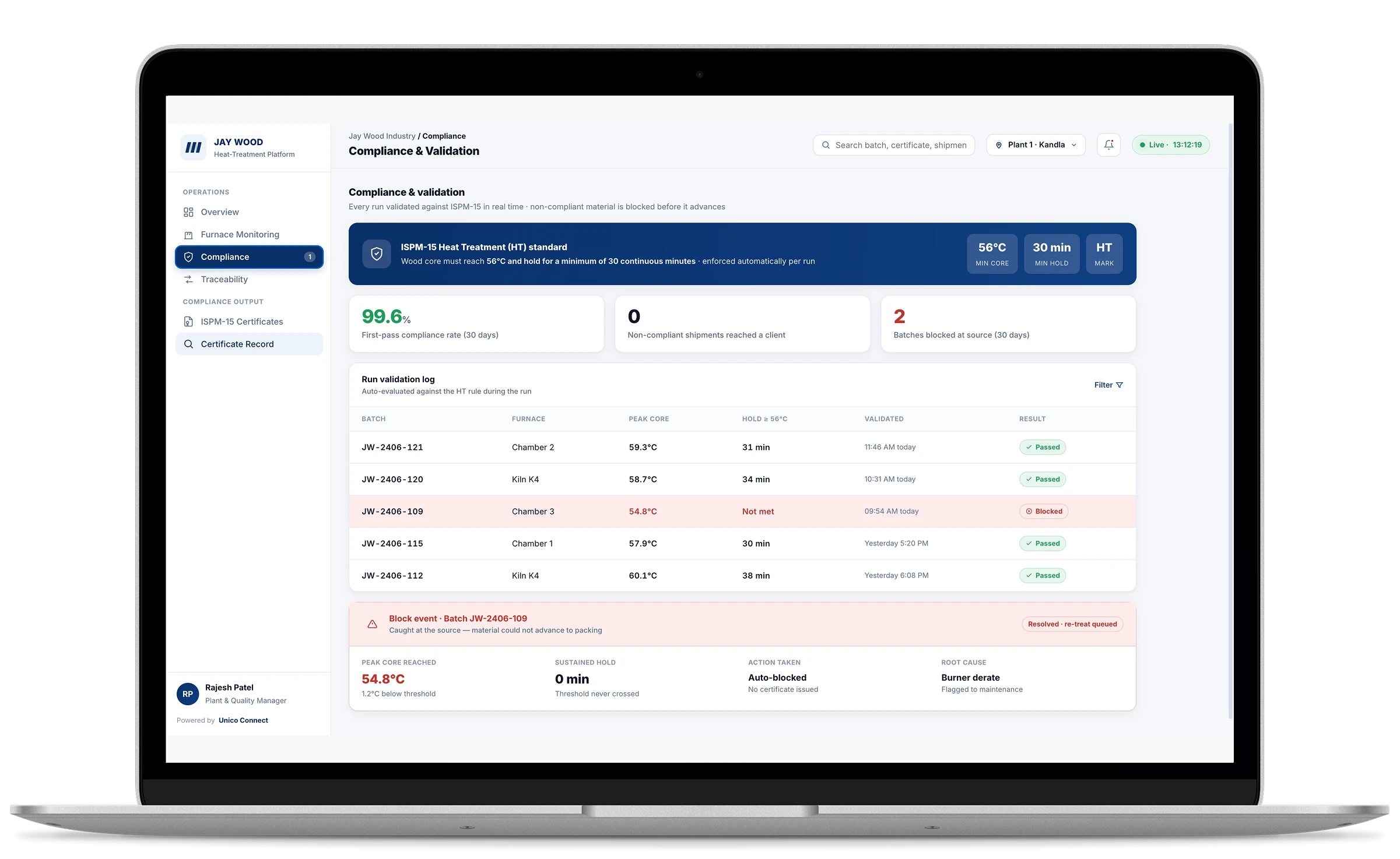 Jay Wood compliance & validation — ISPM-15 run validation log