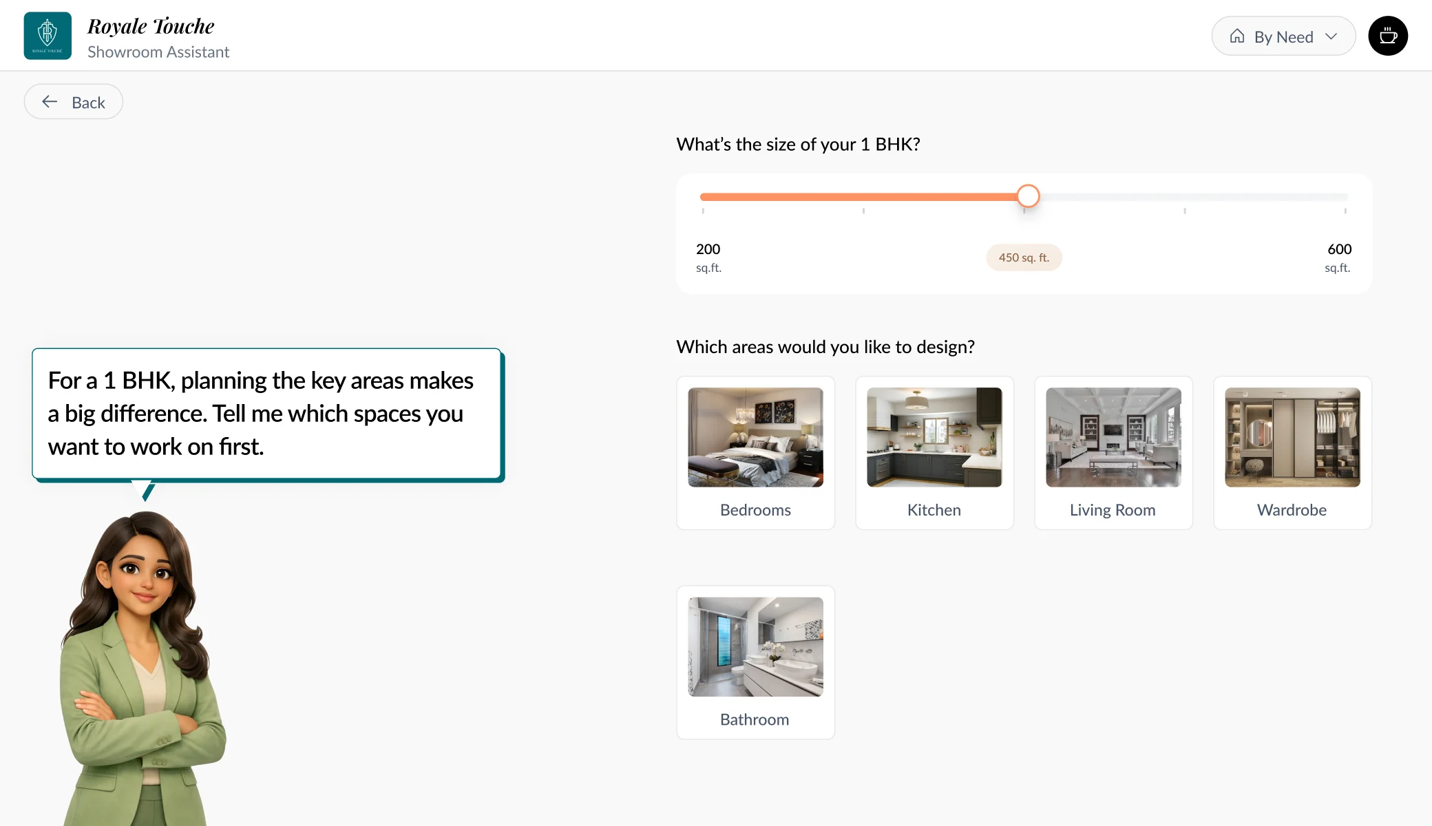 Guided room and space selection driven by the assistant