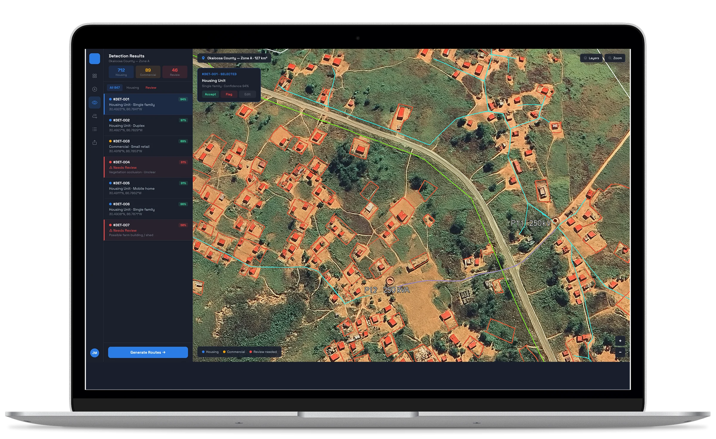 Satellite route planning tool on desktop