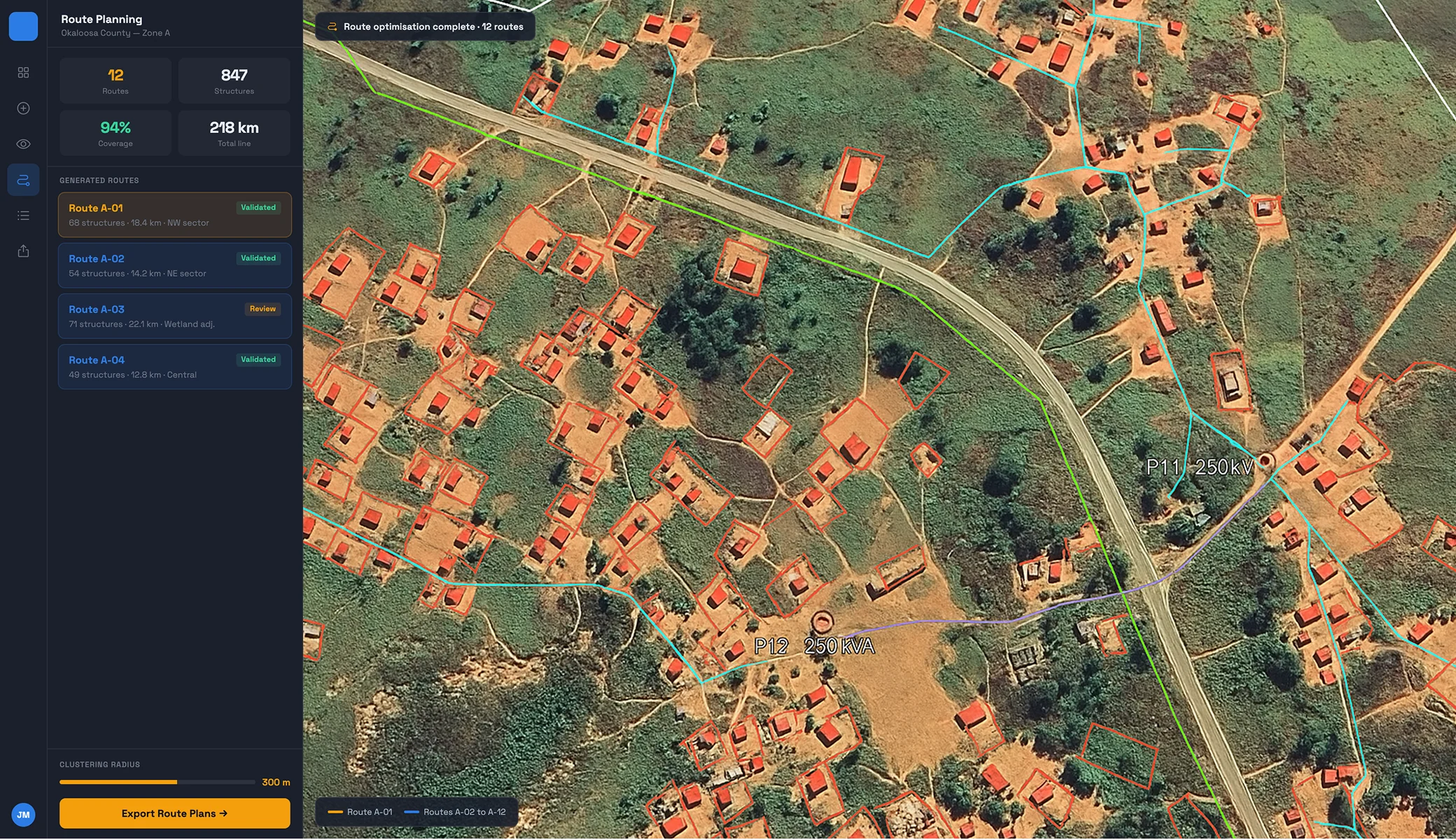 Structure detection results with confidence scores