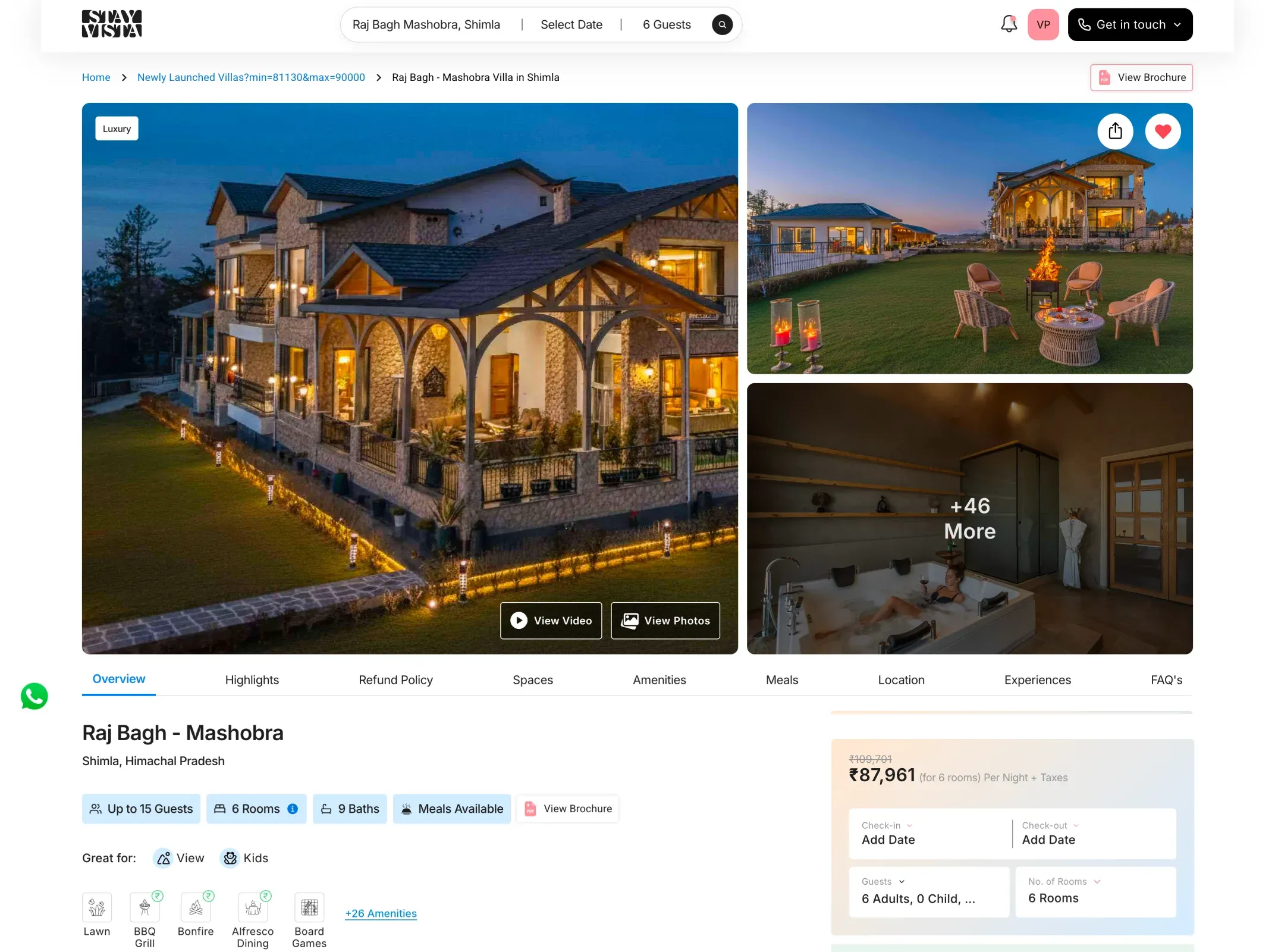 StayVista property detail