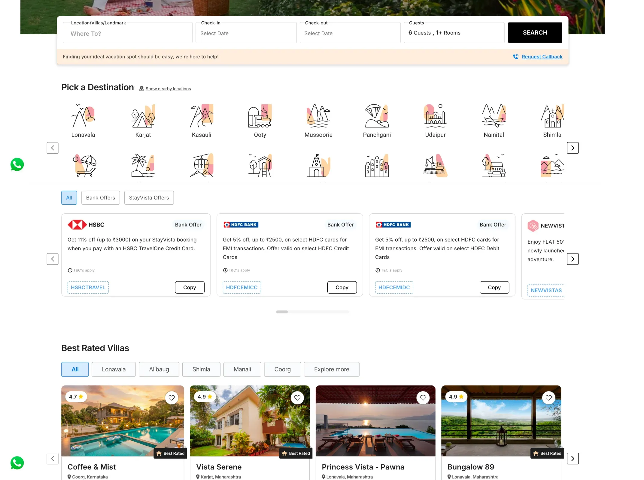 StayVista operations dashboard