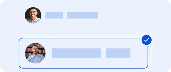 Shortlist of developer profiles with one selected
